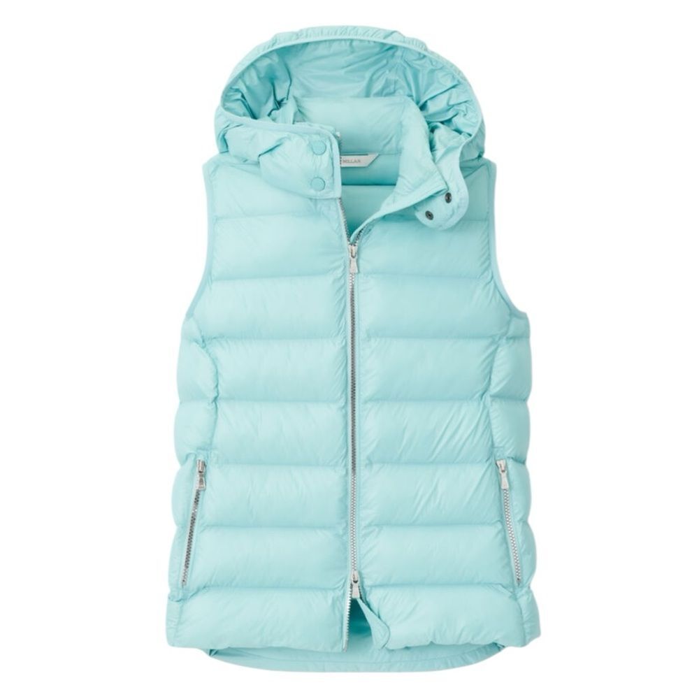 Peter Millar Golf Chiron Hooded Puffer Vest Cirrus Blue LF2EZ302 Women’s Sz L